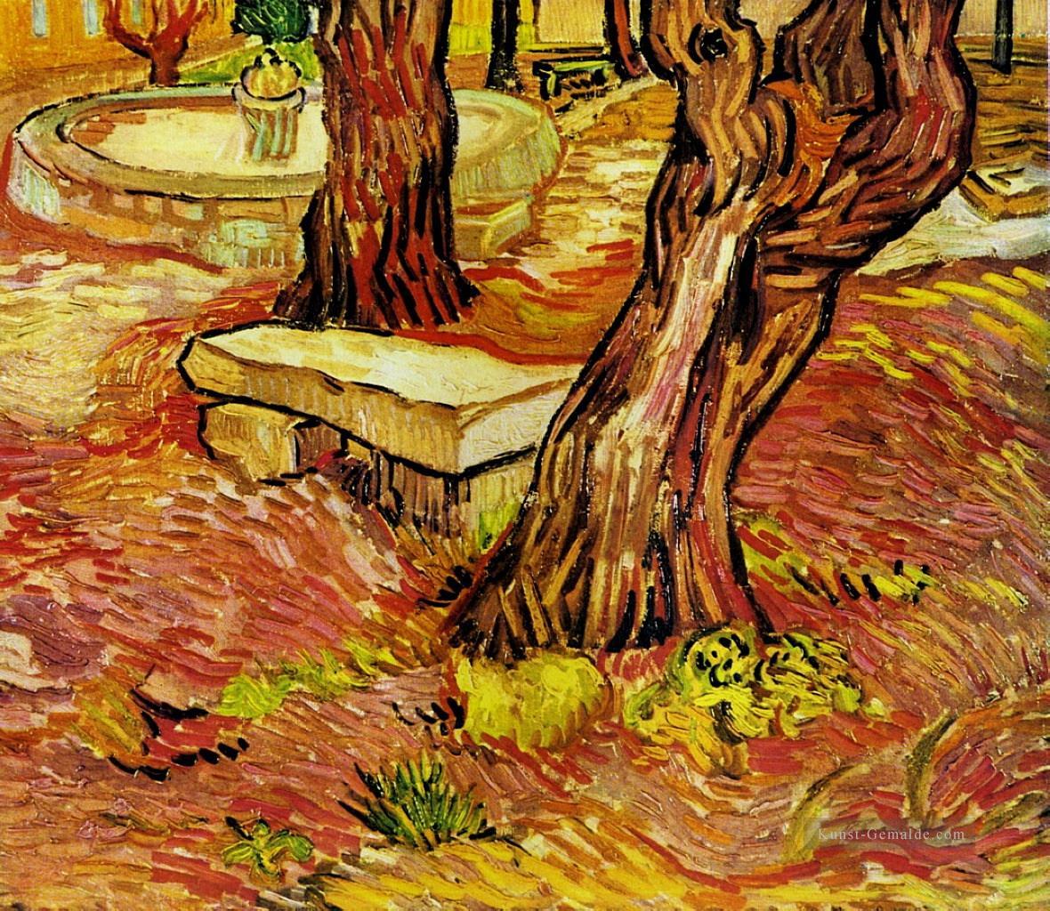 Die Steinbank im Garten von Saint Paul Krankenhaus Vincent van Gogh Ölgemälde